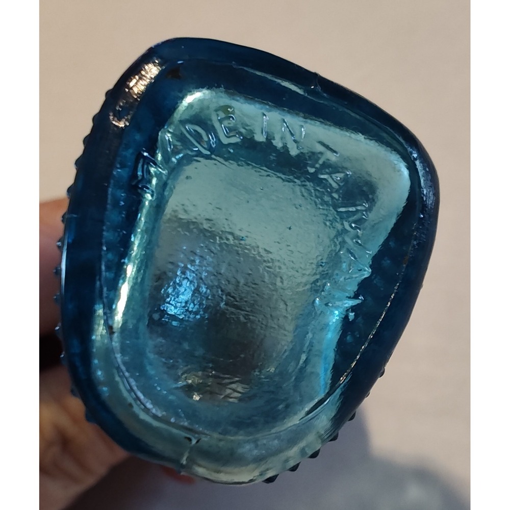 Vintage Blue Glass Fischs Bitters Bottle With Cork Stopper Made in Taiwan-3 Inch - Picture 5 of 6